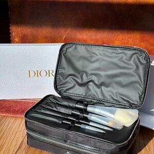 NWT Dior Black Cosmetic Pouch with Gold Logo